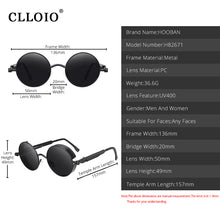 Load image into Gallery viewer, CLLOIO Classic Gothic Steampunk Sunglasses Men Women Round Glasses Vintage Sun Glasses  Metal Frame UV400