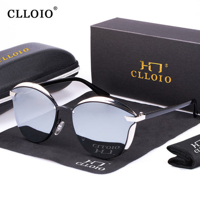 CLLOIO Women Polarized Sunglasses Ladies Cat Eye  Sun Glasses Round Vintage Female Shades Lunette De Soleil Femme