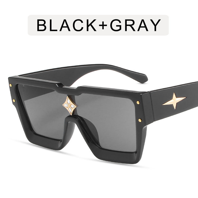 CLLOIO Men's Sunglasses Handsome Diamond Rimmed Sun Glasses Men Square Star Decorative Glasses For Women