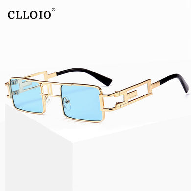CLLOIO Steampunk Sunglasses Women Vintage Rectangle Punk Man Sun Glasses Brand Designer Metal Frames Female Eyewear