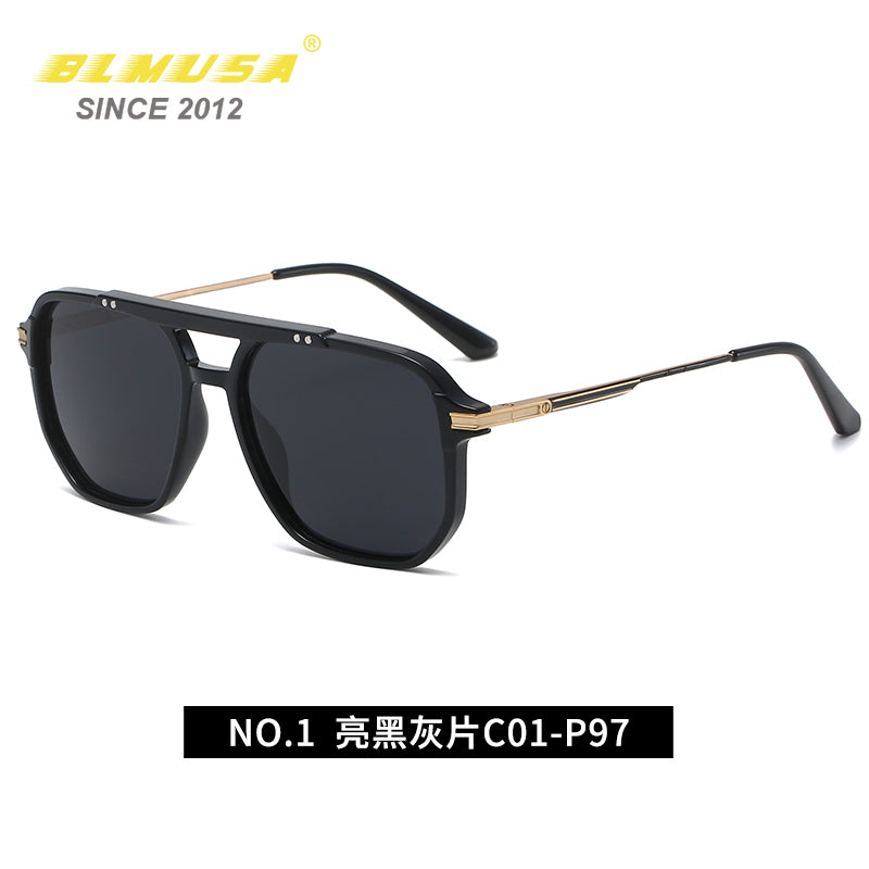 CLLOIO Men's Polarized Sunglasses Car Driving Sun Glasses Square Decorative Glasses Simple Sunglasses For Men UV400