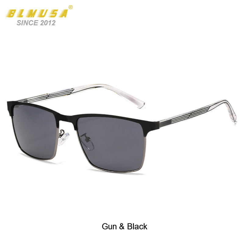 CLLOIO Polarized Sunglasses Mens Classic Business Metal Glasses Brand Design Square Driving Sunglasses For Men UV400