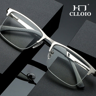 CLLOIO Progressive Multifocus Reading Glasses Men Business Anti Blue Light Presbyopic Glasses Spring Hinge Diopters Eyewear