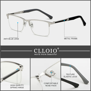 CLLOIO Progressive Multifocus Reading Glasses Men Business Anti Blue Light Presbyopic Glasses Spring Hinge Diopters Eyewear