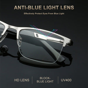 CLLOIO Progressive Multifocus Reading Glasses Men Business Anti Blue Light Presbyopic Glasses Spring Hinge Diopters Eyewear