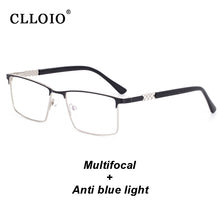 Load image into Gallery viewer, CLLOIO Progressive Multifocus Reading Glasses Men Business Anti Blue Light Presbyopic Glasses Spring Hinge Diopters Eyewear