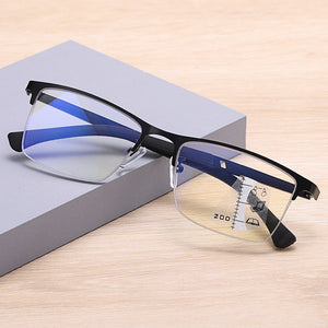 CLLOIO Progressive Multifocus Reading Glasses Men Business Anti Blue Light Presbyopic Glasses Spring Hinge Diopters Eyewear
