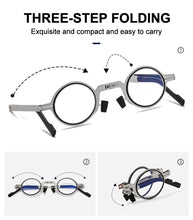 Load image into Gallery viewer, CLLOIO Round Folding Reading Glasses Men Women Anti Blue Light Presbyopia Glasses Portable Design Readers Eyewear With Case