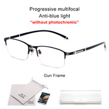Load image into Gallery viewer, CLLOIO Photochromic Reading Glasses Men Progressive Multifocal Anti Blue Light Reading Glasses TR90 Hyperopia Presbyopia Glasses
