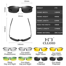 Carica l&#39;immagine nel visualizzatore di Gallery, CLLOIO Photochromic Sunglasses Men Polarized Metal Rimless Day and Night Driving Glasses Chameleon Anti-Glare Fishing Sunglasses