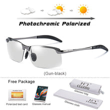 Carica l&#39;immagine nel visualizzatore di Gallery, CLLOIO Photochromic Sunglasses Men Polarized Metal Rimless Day and Night Driving Glasses Chameleon Anti-Glare Fishing Sunglasses