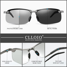 Carica l&#39;immagine nel visualizzatore di Gallery, CLLOIO Photochromic Sunglasses Men Polarized Metal Rimless Day and Night Driving Glasses Chameleon Anti-Glare Fishing Sunglasses