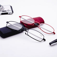 Load image into Gallery viewer, CLLOIO Portable Folding Reading Glasses With Case Men Women Anti Blue Light Telescopic Presbyopia Eyeglasses Elderly Glasses