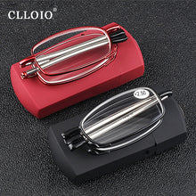 Load image into Gallery viewer, CLLOIO Portable Folding Reading Glasses With Case Men Women Anti Blue Light Telescopic Presbyopia Eyeglasses Elderly Glasses