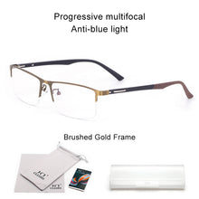 Load image into Gallery viewer, CLLOIO TR90 Progressive Multifocal Reading Glasses Men Semi-rimless Anti Blue Light Glasses Women Ultralight Presbyopic Eyewear