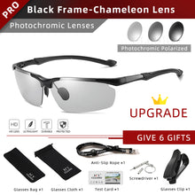 Load image into Gallery viewer, CLLOIO  Aluminum Polarized Photochromic Sunglasses Men Rimless Day Night Driving Glasses Anti-Glare Chameleon Eyewear
