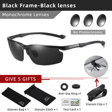 Load image into Gallery viewer, CLLOIO  Aluminum Polarized Photochromic Sunglasses Men Rimless Day Night Driving Glasses Anti-Glare Chameleon Eyewear