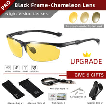 Load image into Gallery viewer, CLLOIO  Aluminum Polarized Photochromic Sunglasses Men Rimless Day Night Driving Glasses Anti-Glare Chameleon Eyewear