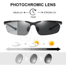 Load image into Gallery viewer, CLLOIO  Aluminum Polarized Photochromic Sunglasses Men Rimless Day Night Driving Glasses Anti-Glare Chameleon Eyewear