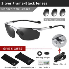 Load image into Gallery viewer, CLLOIO  Aluminum Polarized Photochromic Sunglasses Men Rimless Day Night Driving Glasses Anti-Glare Chameleon Eyewear