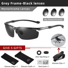 Load image into Gallery viewer, CLLOIO  Aluminum Polarized Photochromic Sunglasses Men Rimless Day Night Driving Glasses Anti-Glare Chameleon Eyewear