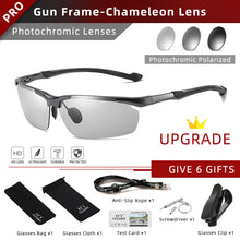 Load image into Gallery viewer, CLLOIO  Aluminum Polarized Photochromic Sunglasses Men Rimless Day Night Driving Glasses Anti-Glare Chameleon Eyewear