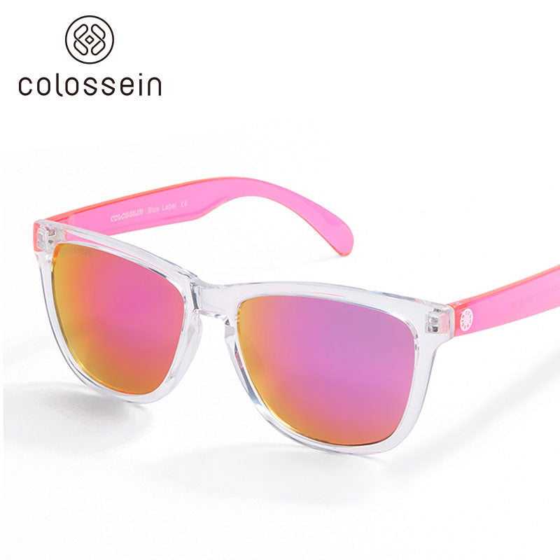 COLOSSEIN Sunglasses For Women Gradient Colorful Lens Glasses Classic Retro Eyewear Transparent Frame UV400 Sunglasses Men