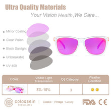 Load image into Gallery viewer, COLOSSEIN Sunglasses For Women Gradient Colorful Lens Glasses Classic Retro Eyewear Transparent Frame UV400 Sunglasses Men