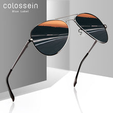 Carica l'immagine nel visualizzatore di Gallery, COLOSSEIN Occhiali da sole da uomo Occhiali da sole pilota in metallo polarizzati da donna Lenti marroni UV400 Occhiali classici da uomo vintage