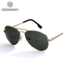 Carica l'immagine nel visualizzatore di Gallery, COLOSSEIN Occhiali da sole da uomo Occhiali da sole pilota in metallo polarizzati da donna Lenti marroni UV400 Occhiali classici da uomo vintage