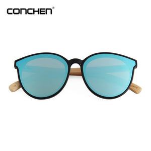 CONCHEN Bamboo Sunglasses Women Wood Metal Hinge Sunglasses Men Glasses trendy One Piece UV400 Lens Lunettes
