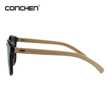 Carica l&#39;immagine nel visualizzatore di Gallery, CONCHEN Bamboo Sunglasses Women Wood Metal Hinge Sunglasses Men Glasses trendy One Piece UV400 Lens Lunettes