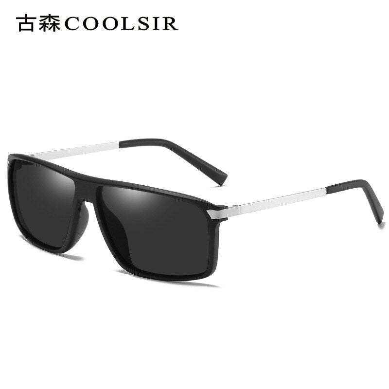 COOLSIR men's polarized sunglasses classic retro anti-glare polarized glasses metal feet UV driving sunglasses 6104