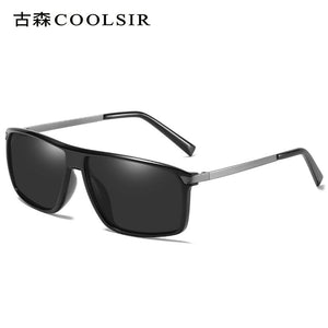 COOLSIR men's polarized sunglasses classic retro anti-glare polarized glasses metal feet UV driving sunglasses 6104
