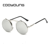 Load image into Gallery viewer, COOYOUNG  Fashion VINTAGE Round STEAMPUNK Flip Up Sunglasses Steam Punk Clamshell Design Retro Sun Glasses Oculos De Sol
