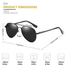 Carica l'immagine nel visualizzatore di Gallery, CRIXALI Pilot Polarized Sunglasses Women Men Metal Frame Vintage Anti-glare Mirror Sun Glasses Male Female UV400 Spring Hinge