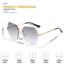 Load image into Gallery viewer, CRIXALIS 2023 Gradient Sunglasses Women Anti-glare Lens Metal Temples  Oversized Rimless Sun Glasses Female UV400