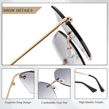Load image into Gallery viewer, CRIXALIS 2023 Gradient Sunglasses Women Anti-glare Lens Metal Temples  Oversized Rimless Sun Glasses Female UV400