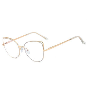 CRIXALIS Cat Eye Blue Light Glasses Women Metal Prescription Reading Eyeglasses Frame Computer Decorative Glasses Female UV400