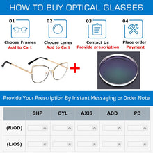 Carica l&#39;immagine nel visualizzatore di Gallery, CRIXALIS Cat Eye Blue Light Glasses Women Metal Prescription Reading Eyeglasses Frame Computer Decorative Glasses Female UV400