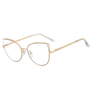 CRIXALIS Cat Eye Blue Light Glasses Women Metal Prescription Reading Eyeglasses Frame Computer Decorative Glasses Female UV400