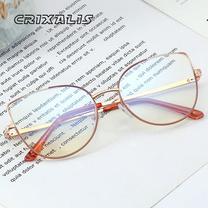 CRIXALIS Cat Eye Blue Light Glasses Women Metal Prescription Reading Eyeglasses Frame Computer Decorative Glasses Female UV400