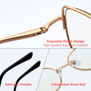 CRIXALIS Cat Eye Blue Light Glasses Women Metal Prescription Reading Eyeglasses Frame Computer Decorative Glasses Female UV400