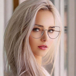 CRIXALIS Cat Eye Blue Light Glasses Women Metal Prescription Reading Eyeglasses Frame Computer Decorative Glasses Female UV400