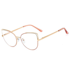 CRIXALIS Cat Eye Blue Light Glasses Women Metal Prescription Reading Eyeglasses Frame Computer Decorative Glasses Female UV400