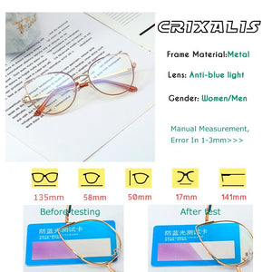 CRIXALIS Cat Eye Blue Light Glasses Women Metal Prescription Reading Eyeglasses Frame Computer Decorative Glasses Female UV400