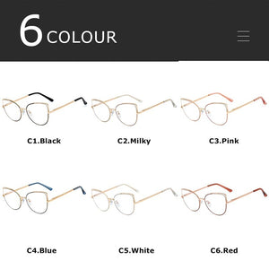 CRIXALIS Cat Eye Blue Light Glasses Women Metal Prescription Reading Eyeglasses Frame Computer Decorative Glasses Female UV400