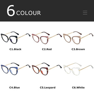 Cat Eye Anti Blue Light Optical Glasses Women Prescription Myopia Eyeglass Frame Ladies Clear Computer Glasses