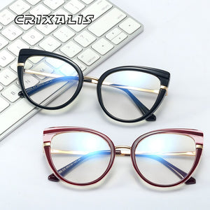 Cat Eye Anti Blue Light Optical Glasses Women Prescription Myopia Eyeglass Frame Ladies Clear Computer Glasses