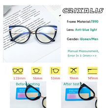Load image into Gallery viewer, Cat Eye Anti Blue Light Optical Glasses Women Prescription Myopia Eyeglass Frame Ladies Clear Computer Glasses